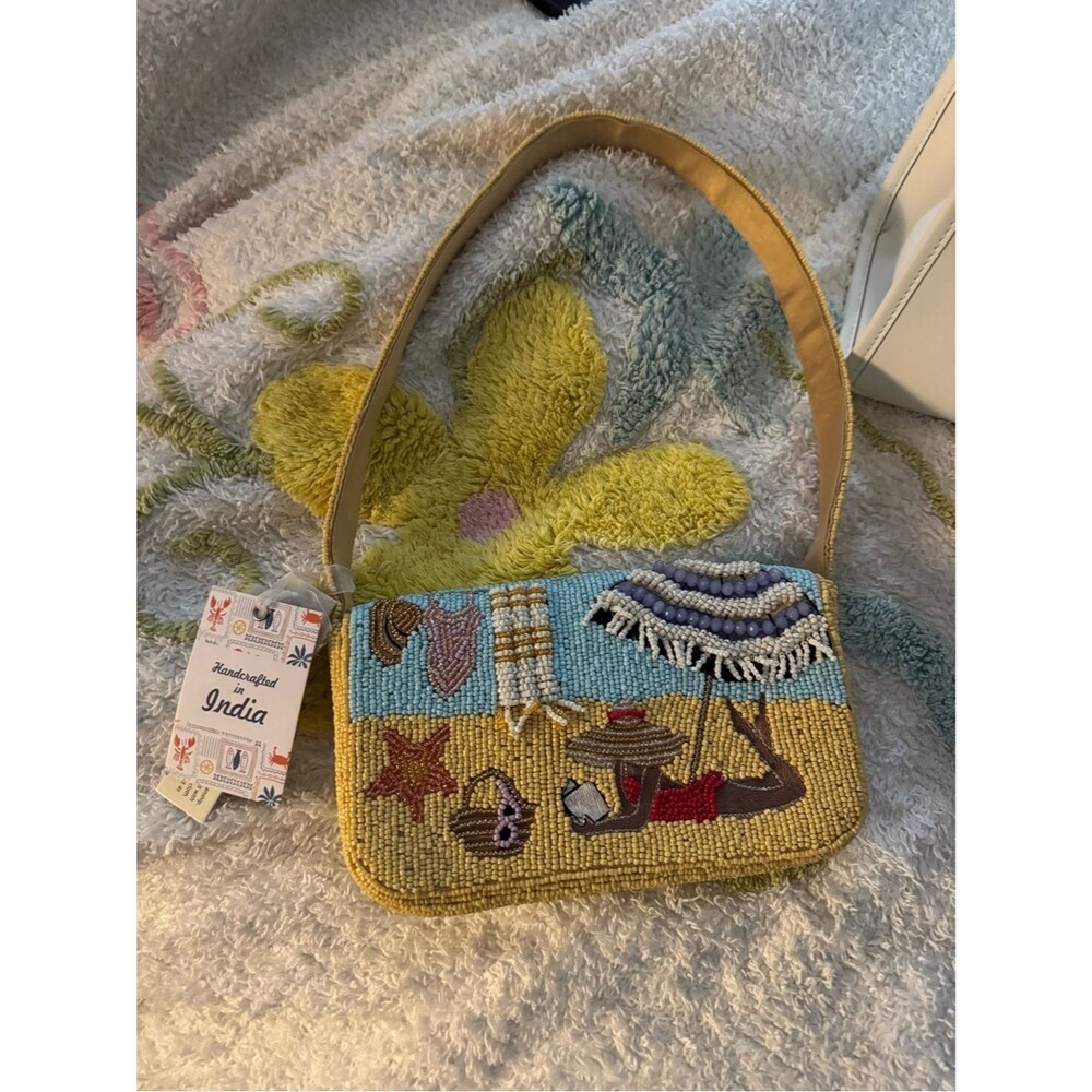 NWT Handcrafted in India Beaded Summer Resort Shoulder Flap Purse